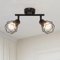 FORCOSO Deckenstrahler Schwarz 2 Flammig - Schwenkbar Vintage LED Deckenleuchte E14 Deckenlampe Küche Strahler Wandleuchte für Innen für Wohnzimmer Schlafzimmer Flur(NO Glühbirne)
