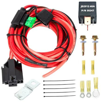 DSOUWEH Universal Elektrische Kraftstoff Pumpe Relais Kit - Automatisches 40A Relais mit Kabelbaum und Sicherung für 12V Fahrzeuge - Rot, Orange, Braun, Schwarz