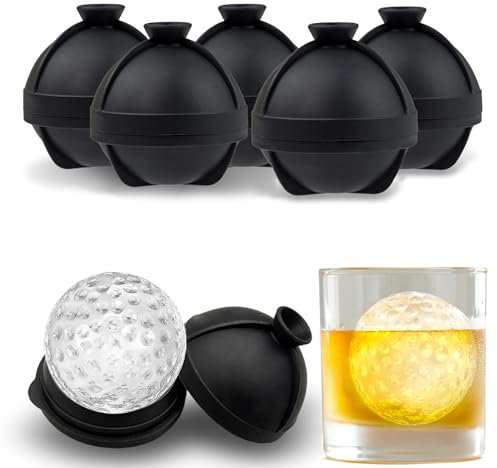 Bangp Golf Ball Ice Molds Set of 6,Whiskey Round Ice Cube Molds, 2.5 Inch Golf Gifts Ball Ice Maker Mold,Novelty Sphere Ice Molds Create Golf Ice Balls for Whiskey, Cocktails, Coffee,Bourbon
