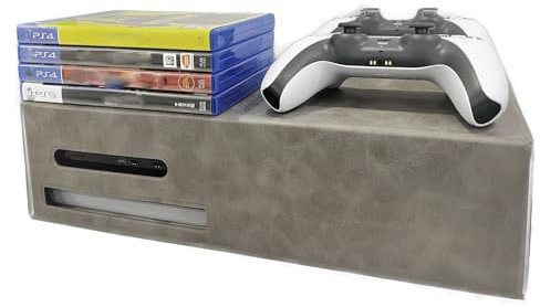 para PS5 Slim Consola Cubierta Antipolvo,Cubierta Antipolvo Magnética de Cuero de PU Funda Protectora para Consola de Juegos Protector de Piel Resistente a Los Arañazos Host Cáscara (Horizontal)