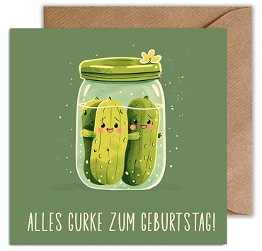 Lustige Geburtstag Karte Alles Gurke zum Geburtstag - Gurken Karte Humorvolle Geburtstagskarte Witzig (125 x 125 mm)