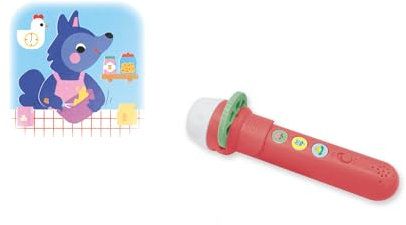 Janod Wunderbare Klanglampe – Wolf Y bist du? – Geschichtenerzähler für Kinder – Lampe für Kinder erhältlich in 4 Universen – Geschichtenbox für Kinder – Aktivität für Kinder ab 3 Jahren