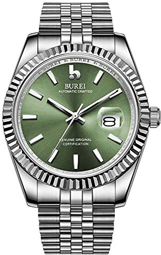 BUREI Automatische Mechanische Uhr Herren Luxus Business Wasserdicht Edelstahl Herrenuhr