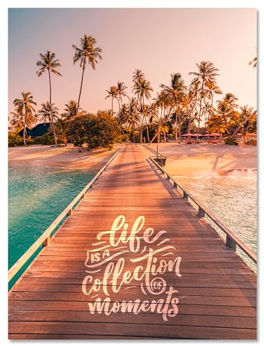 wandmotiv24 Leinwandbild Strand, Spruch, Palmen, Hochformat M0812
