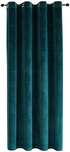 TiborTex Vorhang Ösen Verdunkelung Petrol 140x145 cm Samt weich Blickdicht Gardine abdunkelnd Thermogardine Wohnzimmer Schlafzimmer