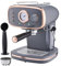 Cooks Professional 15-Bar Retro Espresso Coffee Machine with Frothing Steam Wand, Built-In Temperature Gauge, 1.2L Water Tank & Stainless Steel Drip Tray | Grey & Copper