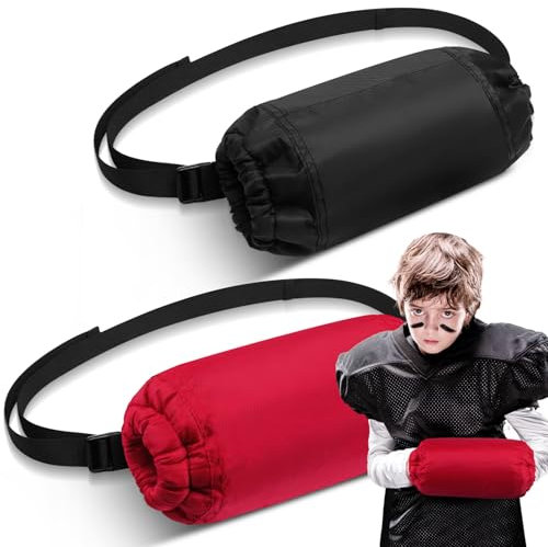Cozypower 2 Pcs Football Hand Warmers Pouch Hand Muff Sports Warming Pouch with Zipped Pocket and Adjustable Waist Strap Youth Kids Size Sports Hand Warmer for Football, Baseball (Black, Red)
