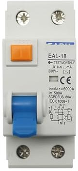 IYNWBJTS Disyuntor de Corriente Residual electromagnético Tipo CA 2P 100/300mA, Interruptor de Seguridad diferencial(300mA,2P 25A)