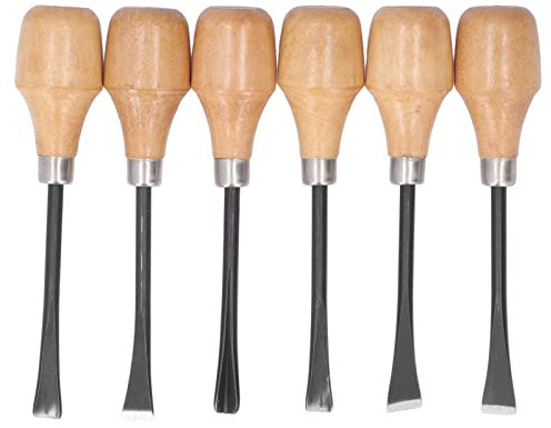 Mavaol Wood Carving Chisel Set 6 Pieces Ergonomic Beech Wood Handle Steel Blade Sharp Portable Tools for Beginners and Professionals