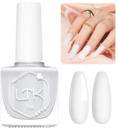 White Nail Varnish - Milky White Nail Polish - Quick Dry Nail Polish - Long Lasting Nail Varnish for French Manicure DIY No Need Curing