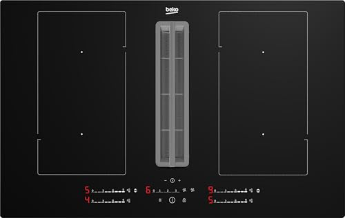 Beko HIXI84700UP 80cm Venting Induction Hob - Black Glass - For Ducted/Recirculating Ventilation