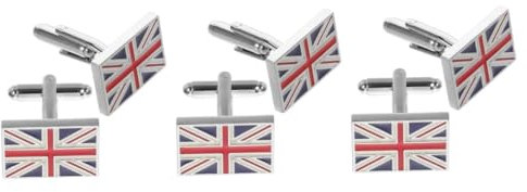 GALPADA 3 Paare Union Jack-manschettenknöpfe Messing