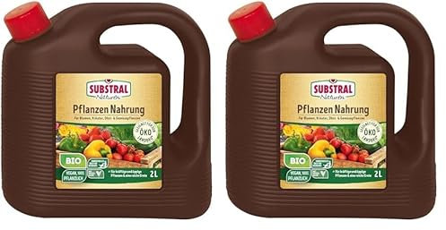 Substral Naturen Bio Pflanzen-Nahrung, pflanzlicher, veganer Flüssigdünger für Zierpflanzen, Obst & Gemüse, 2 L (Packung mit 2)