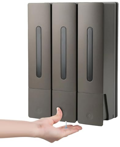 Dispenser di Sapone da Parete, 3 Pezzi Dispenser per Doccia Muro Senza Trapano, Adatto per Shampoo, Gel Doccia, Sapone, 3x450ml