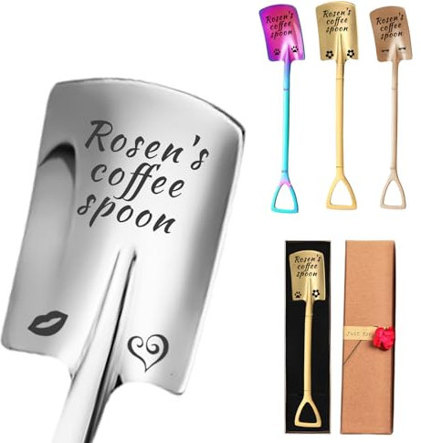 Personalised Spoon, Custom Stainless Steel Coffee Spoons, Engraved Name Ice Cream Spoon, Anniversary Birthday Christmas Gifts, Custom Mirror Finished & Dishwasher Safe (Square Shovel)