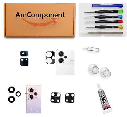 AmComponent - vetro FOTOCAMERA POSTERIORE di ricambio per IPHONE XS MAX LENTE CAMERA VETRINO BIADESIVO