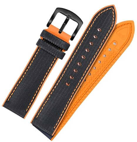 dayeer Nylon-Gummi-Uhrenarmband mit Dornschließe für Omega Speedmaster Dark Side Moon Apollo 8 Seamaster Silikonarmband(Blackob,21mm)