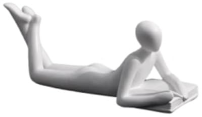 Bosiyrggrl Nordic Reading Statue Resin Figurines Desktop Decor Sculpture Modern Art Ornament Home Office Decor Craft White A