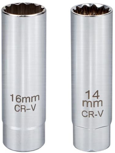 HJ-fuzhou Zündkerzenschlüssel 14mm und Zündkerzenschlüssel 16mm - Zündkerzennuss, Robuste Zündkerzen-Nuss für Auto, PKW, LKW, Motorrad - Universales Werkzeugset zum Wechseln der Zündkerzen