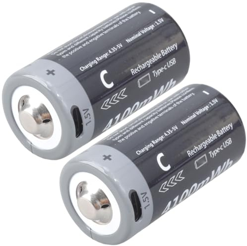 Hangsu LR14 Lithium C Cells USB Rechargeable Cell Batteries 2H Rapid Charging 1000+Cycles Safe Design Long Battery Lifes Rechargeable C Cell Batteries