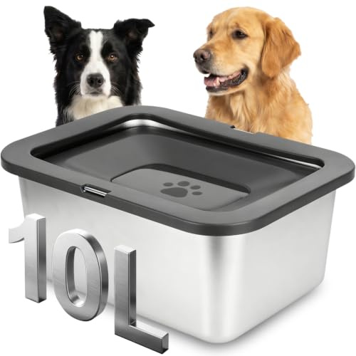 Nobleza 10L Large Dog Water Bowl Stainless Steel Non Spill Slow Drinking | Anti Slip Splash-Free Pet Water Bowl with Large Capacity for Large Dogs Indoor Outdoor