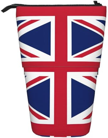hgnbcsa UK Flag Print Zipper Pencil Case, Telescopic Design Bag, Compact to Expandable, for Stationery Cosmetic Items