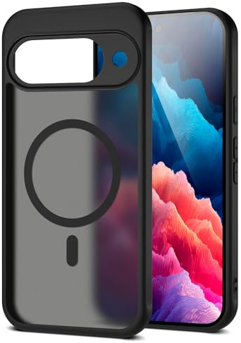 moex für Google Pixel 10 Hülle kompatibel mit MagSafe, Handyhülle Hardcase Stoßfest mit Kameraschutz, Translucent Back Cover, Schutzhülle Wireless Charging, Halo Case, Schwarz