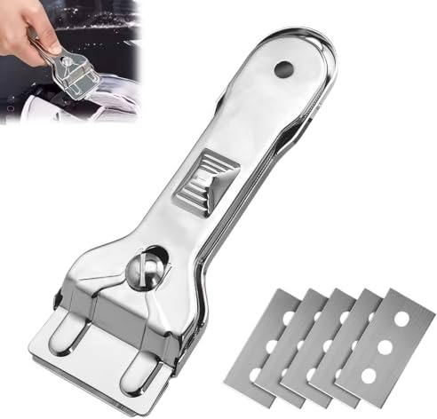 Oven Scraper Tool Non Scratch Kit, 5 Replacement Heads Cleaning Set | Heavy Duty Hob Scraper for Glass Hobs Non Scratch, Efficient Kitchen Grease Remover for Cooker and Baking Tray