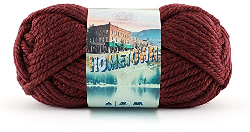 Lion Brand Yarn Hometown, Super-Bulky Yarn for Knitting, Crochet, and Crafts, Napa Valley Pinot, 1 Pack | Super Bulky Acrylic Fiber for Warm Crochet Blankets, Knit Winter Hats, Chunky Cardigans, Soft Scarves, Weaving