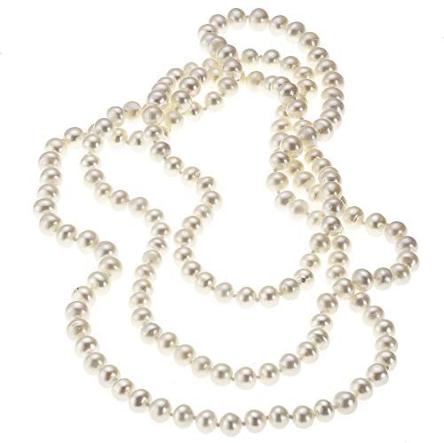 Zeeme Pearls Damen Perlcollier ohne Metall 120cm Glänzend weiß 380050001