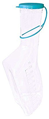 Urinflasche Männer, eckig, autoklavierbar, glasklar, grüner Deckel, 1 Liter