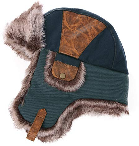 Comhats schwarzblaue warme Baumwolle Trappermütze Hut Unisex Fliegermütze Fellmütze Erwachsenen für Herren