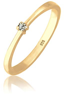 Elli Ring Damen Solitär Klassisch mit Kristallen in 925 Sterling Silber