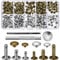 120 Set Leather Rivets Double Cap Rivet Buttons with Setting Tool Kit and Storage Box for DIY Leather Craft, 3 Sizes (Silver and Bronze)