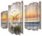 Kreative Feder Dreiteilige Designer-Wanduhr Abendspaziergang am Strand Shabby leise Funkuhr ohne Ticken 95x60cm aus Holz (Abendspaziergang, leises Funkuhrwerk)