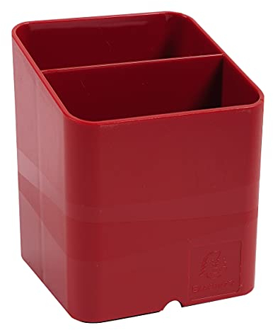 Exacompta - Réf. 67718D - 1 Pot à crayons PEN-CUBE Iderama - Avec 2 compartiments de taille et de hauteur différentes - Dimensions 7,4x7,4x9,3 cm - Couleur rouge carmin