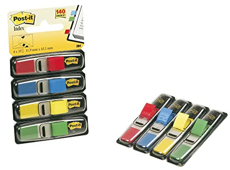 Post-it® Haftmarker Index Mini 683, blau/gelb/grün/rot, 35 Blatt (4 Stück), Sie erhalten 1 Packung á 4 Stück