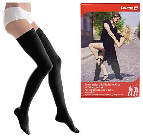 23-32mmHg Lauma Medical® Kompressionsstrümpfe mit Silikonrand für Damen & Herren, Klasse2 Geschlossene Zehen-Oberschenkel-Hochsocke. Krampfadern, oft Schwellungen in den Beinen