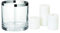 EDZARD Windlicht Molly, Kerzenglas aus mundgeblasenem Kristallglas mit Platinrand, (H15 cm, ⌀ 15 cm), Inkl.3er Set Dauerkerze Cornelius (H 6/8/10 cm, ⌀6 cm) und Dekogranulat - Kerzenglas, Kerzenhalter