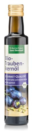 Sanct Bernhard Bio Traubenkernöl, Gourmet-Qualität, kalt gepresst, 250ml Glasflasche