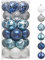 Valery Madelyn Weihnachtskugel, 30 Karat, 60 mm, silberfarben und blau, bruchsichere Weihnachtskugeln für Weihnachtsbaum-Dekoration