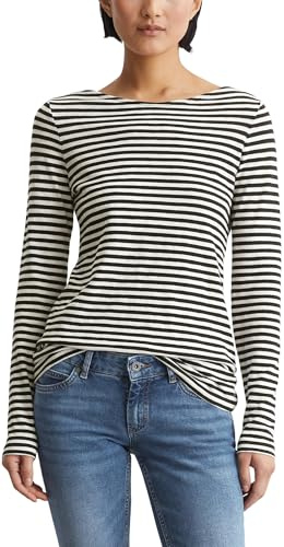 Marc OߴPolo Damen Langarmshirt mit U-Boot-Ausschnitt gestreift, Mehrfarbig (Light Beige Multi 01), M