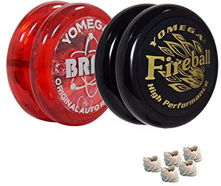 Yomega 2 Legendary Spinners The Original Yoyo with A Brain and Fireball Transaxle Yo-Yo. Beginner, Intermediate and Pro Level String Trick Play. Includes 5 Extra Strings (Fireball-Brain-Black-Red)