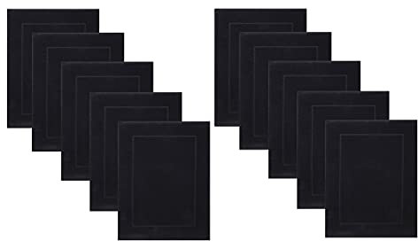 Betz 10 Stück Badvorleger Badematte Badteppich Duschvorleger Frottee Premium 100% Baumwolle Größe 50x70 cm Qualität 650g/m² Farbe schwarz