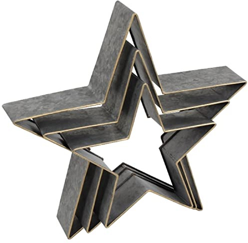 Werner Voß 3er Set Metallstern Zink - Moderne Weihnachtsdekoration Grau Gold - Sterne zum Stellen aus Metall Zink