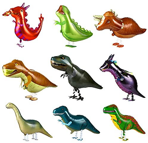 Kesote 9 Folienballon Tiere Heliumballons Airwalker Dinosaurier Helium Ballons Dschungel Luftballons Walking Tierballons für Kinder Geburtstag Party Deko Geschenk Mitgebsel