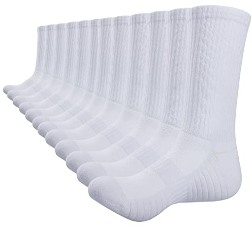 TANSTC Arbeitssocken Herren Damen 47-50 Atmungsaktiv Elastizität Sportsocken Laufsocken Tennissocken Winter Wärme Bequem Rennrad Sneaker Socken Baumwolle Fahrradsocken Funktionssocken Weiß 6 Paar