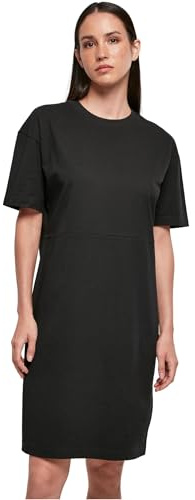 Build Your Brand Damen Kleid Ladies Organic Oversized Slit Tee Dress, Farbe Black, Größe XL