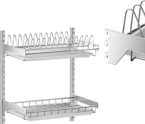 Dish Drainer Rack For Bowls - Kitchen Stainless Steel Wall Mounted Drying Rack - Cutlery Storage Hanging Shelves - Draining Board Rack Sink For Cutlery/Utensils Holder/Cup/Plate/Wine Glass