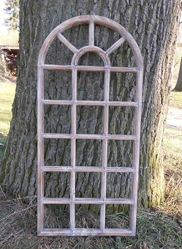Sprossenfenster Dekorahmen Bilderrahmen 20 Felder halbrund Holz braun 78cm